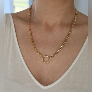 1918 antique solid 18k heavy gold Albert watch chain dog bolt clasp necklace